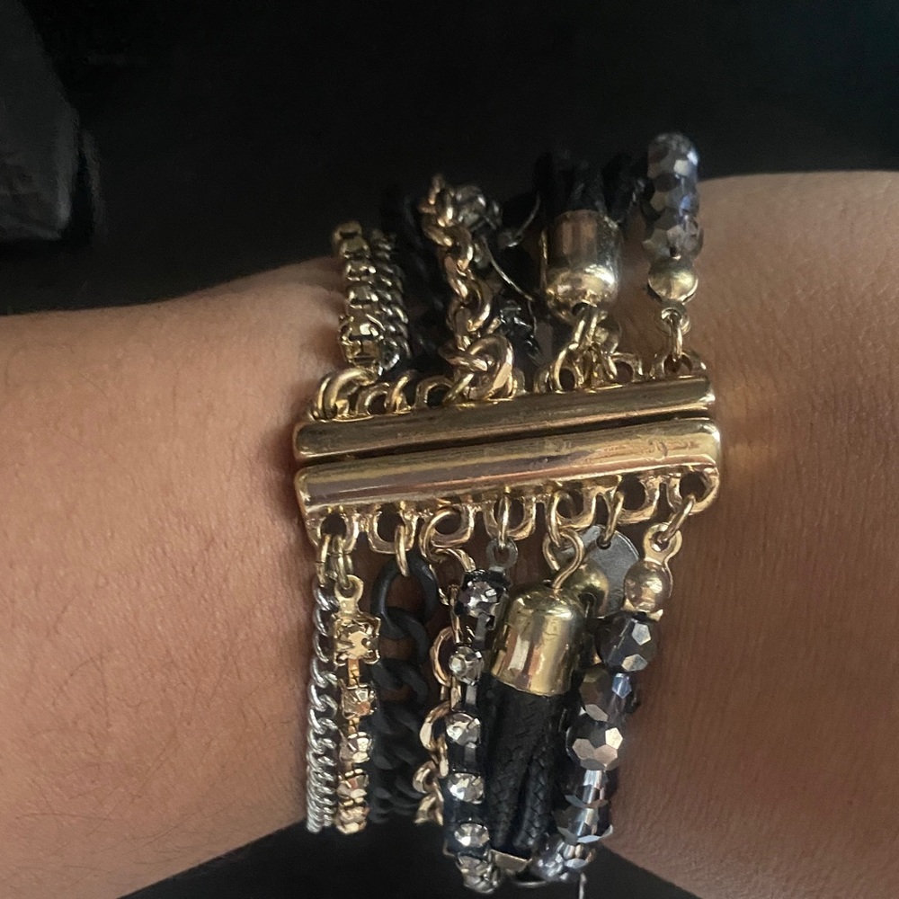 Gold and Black Multi-Layer Bracelet